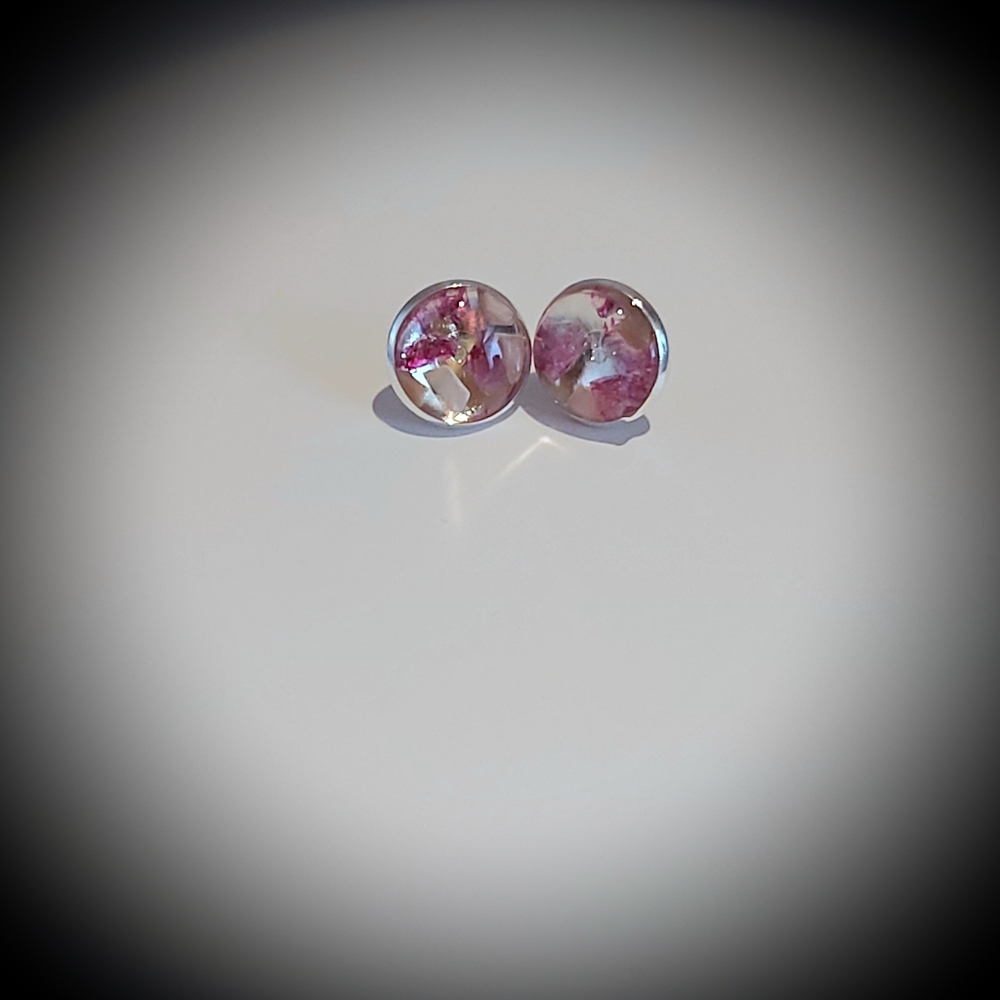 Rose Aura Quartz and Opal Studs